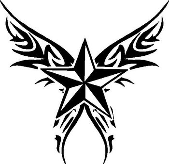 Nautical Star with wings, Vinyl decal sticker