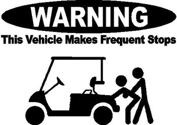 WARNING, This vehicle makes frequent stops, Golf Cart, Vinyl cut decal