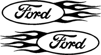 Various Colors and Sizes Ford Logo with Flames Premium Vinyl Decal Sticker