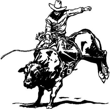 Cowboy riding a Cow, Vinyl decal