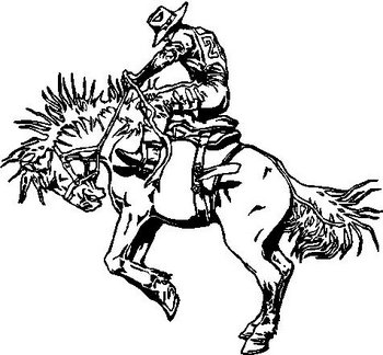 Cowboy riding a bucking horse, Vinyl cut decal