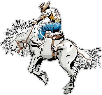 Cowboy riding a bucking horse, Full color decal