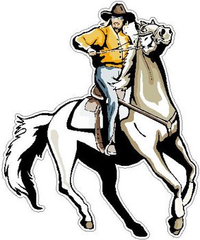 Cowgirl riding a horse, full color decal