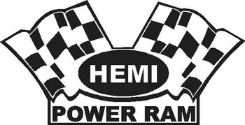 Hemi Power Ram, With checker flags, Vinyl cut decal