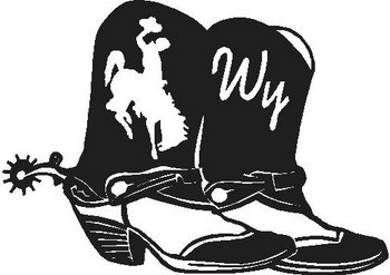 Cowboy boots, Wy, Bucking horse, Vinyl decal sticker