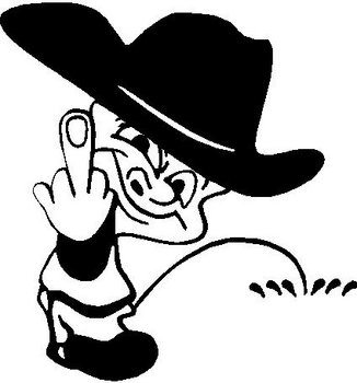 Cowboy Calvin flipping you off and peeing, Vinyl cut decal