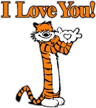 I Love You,. Hobbs making a heart with his hands, the cat, Full color decal