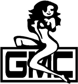 Girl Sitting on a GMC logo, vinyl decal sticker