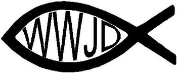 What Would Jesus Do, In a fish, Vinyl cut decal