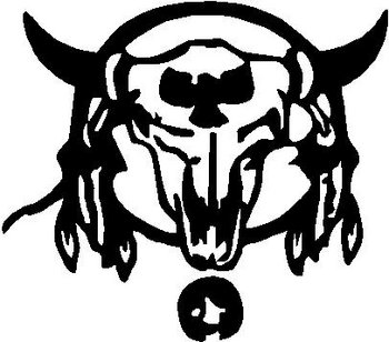 Bull, Feathers, with a crow, Vinyl cut decal