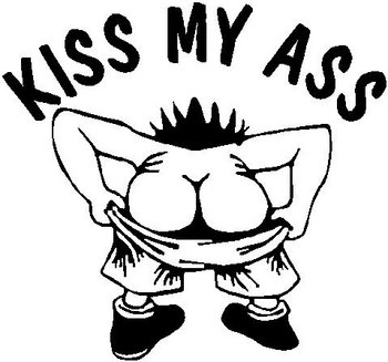 Kiss My Ass, Calvin showing his ass, Vinyl cut decal