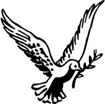 Flying Dove, with a twig, Vinyl cut decal