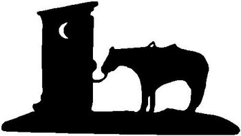 A horse tied up to a out house, Vinyl cut decal