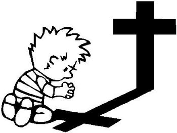 Calvin praying at the cross, Vinyl decal sticker