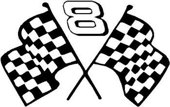 Dale Earnhadt Jr, 8 with checker flags, Vinyl cut decal