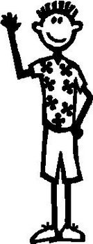 Guy, 5.2 inch Tall, Flower shirt, Stick people, vinyl decal sticker