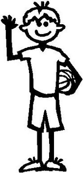 Boy, 5.3 inch Tall, Basketball, Stick people, vinyl decal sticker