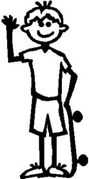 Boy, 5.2 inch Tall, Skate Board, Stick people, vinyl decal sticker