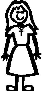 A Girl, 4.3 inch Tall, Religious Stick people, vinyl decal sticker