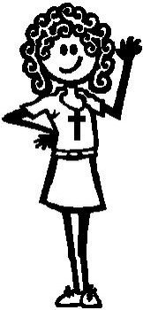 A Girl, 4.7 inch Tall, Religious Stick people, vinyl decal sticker