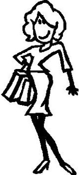 Girl Shopping, 5 inch Tall, Stick people, vinyl decal sticker