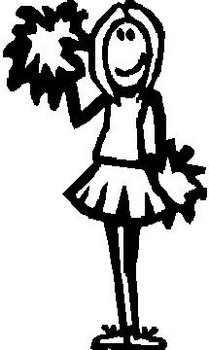 Girl, 5 inch Tall, Cheerleader, Stick people, vinyl decal sticker