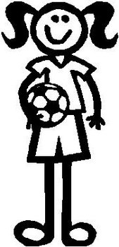 Girl, 5.2 inch Tall, Soccer, Stick people, vinyl decal sticker