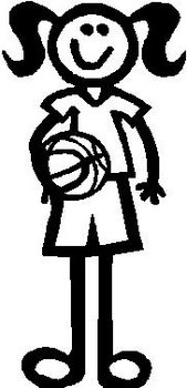 Girl, 5.2 inch Tall, Basketball, Stick people, vinyl decal sticker
