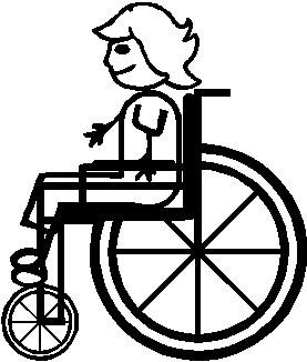 Wheel Chair, Girl, stick people, vinyl decal sticker