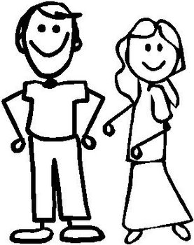 Man, and woman, stick people, vinyl decal sticker