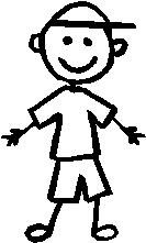 Little Boy, 3 inch Tall, stick people, vinyl decal sticker