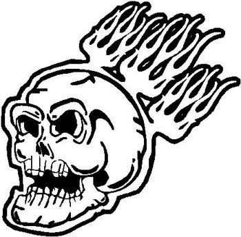 Flaming skull, Vinyl cut decal