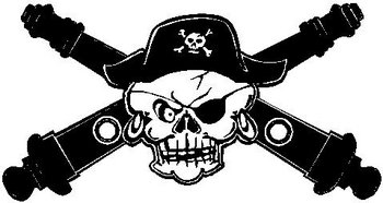 Pirate and cross canons, Vinyl cut decal