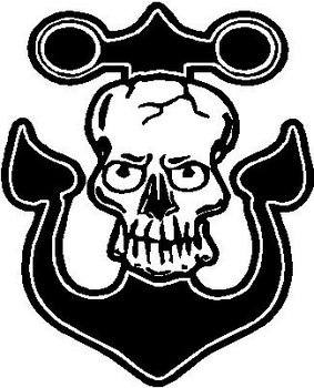 Skull on an anchor, Vinyl cut decal