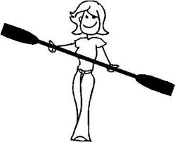 Girl with kayak paddle, 5 inch Tall, stick people, vinyl decal sticker