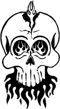 Skull with flames, Vinyl cut decal